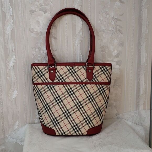 Authentic Burberry Triple Compartments Leather Trim Monogram Shoulder Ba… - Picture 10 of 13